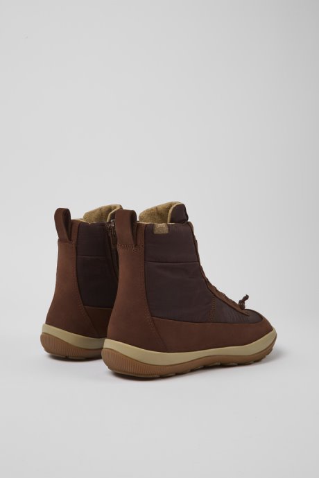 Exclusive Camper Peu Pista Michelin Brown Recycled Nylon And Leather Boots For Women
