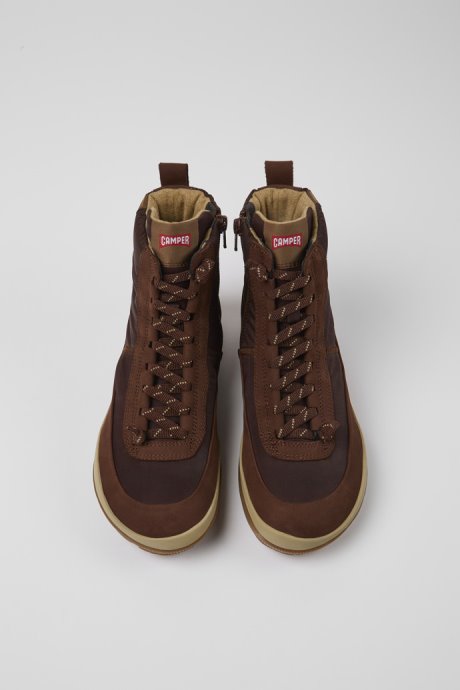 Exclusive Camper Peu Pista Michelin Brown Recycled Nylon And Leather Boots For Women