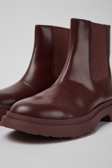 Camper Design Walden Burgundy Leather Boots For Women