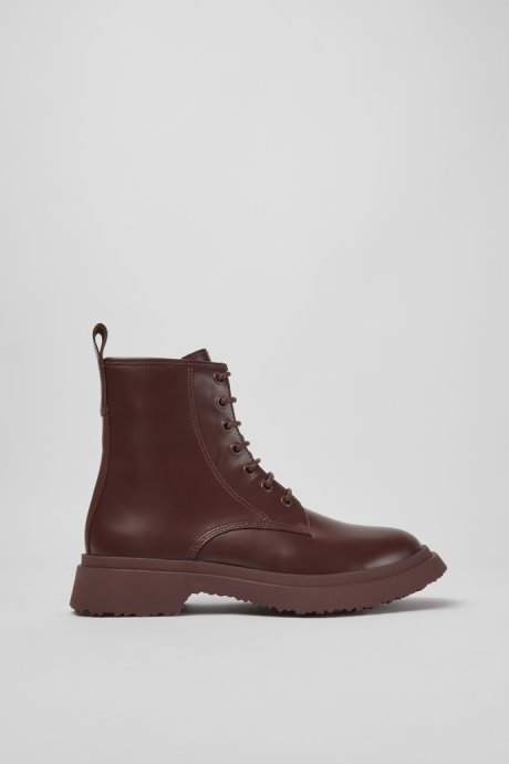 Camper Walden Burgundy Leather Boots For Women New Arrivals