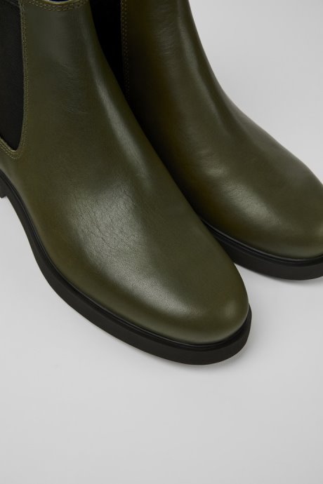 Camper Iman Dark Green Leather Chelsea Boots For Women New Arrivals