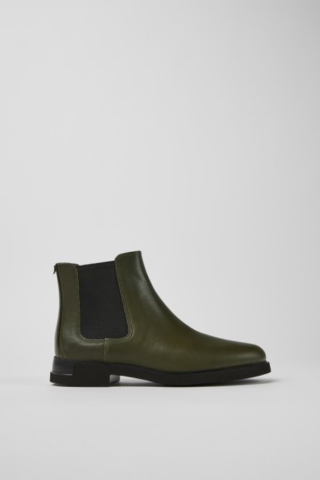Camper Iman Dark Green Leather Chelsea Boots For Women New Arrivals