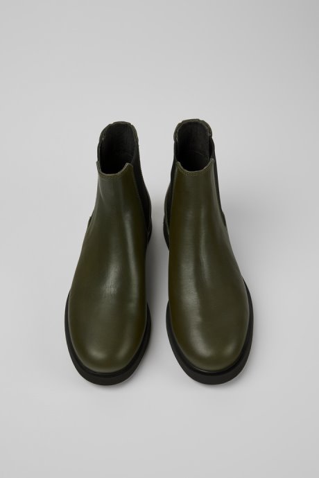 Camper Iman Dark Green Leather Chelsea Boots For Women New Arrivals
