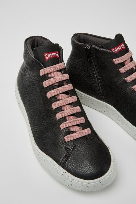 Design Peu Touring Black Leather Sneakers For Women Camper