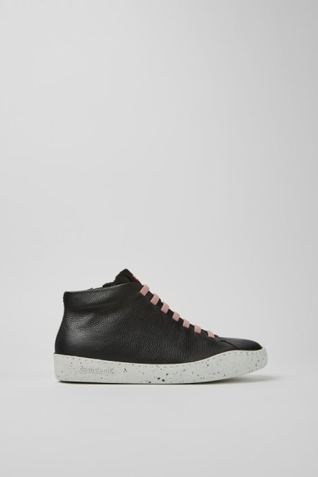 Design Peu Touring Black Leather Sneakers For Women Camper