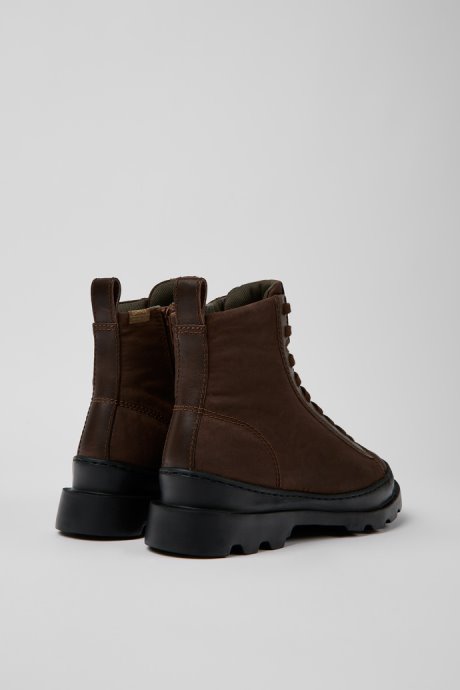 Camper Design Brutus Brown Textile And Leather Ankle Boots For Women