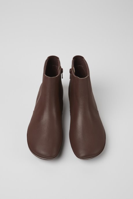 Right Burgundy Leather Ankle Boots For Women Camper New Arrivals