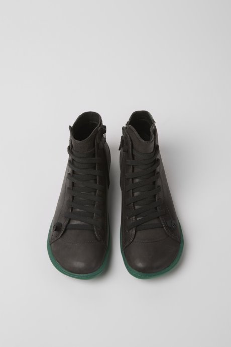 Peu Gray Leather Ankle Boots For Women Exclusive Camper