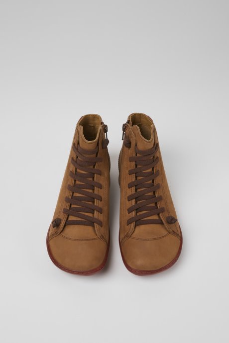 Peu Brown Leather Ankle Boots For Women Exclusive Camper