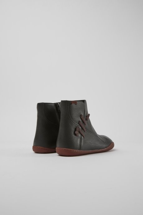 Design Peu Dark Grey Leather Ankle Boots Camper