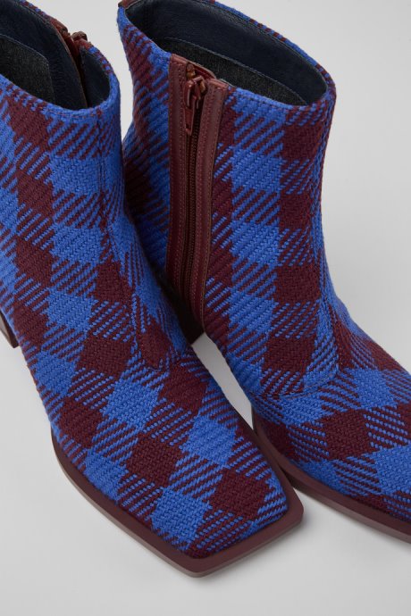 Karole Blue And Burgundy Cotton Boots For Women Exclusive Camper
