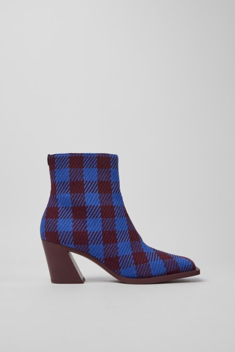Karole Blue And Burgundy Cotton Boots For Women Exclusive Camper