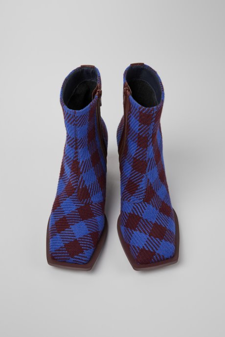 Karole Blue And Burgundy Cotton Boots For Women Exclusive Camper