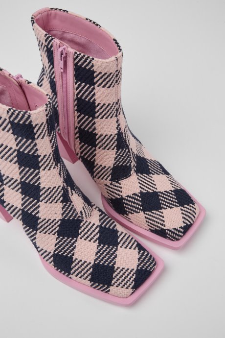 Karole Pink And Black Cotton Boots For Women Camper New Arrivals
