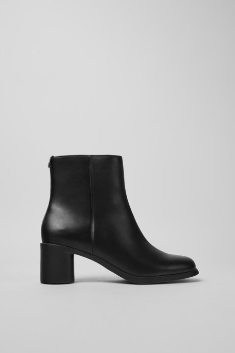 Design Meda Black Leather Boots For Women Camper