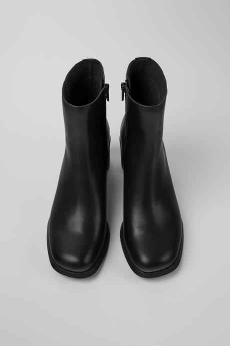Design Meda Black Leather Boots For Women Camper