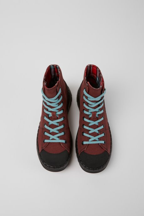 Camper Design Teix Burgundy Rubber And Bci Cotton Boots