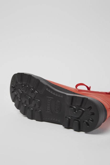 Design Brutus Red Leather Lace-Up Boots Camper