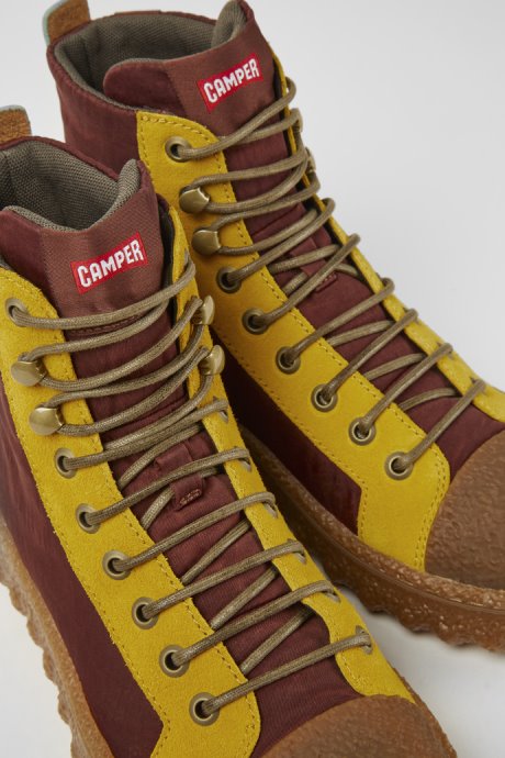 Ground Michelin Burgundy And Yellow Ankle Boots Exclusive Camper