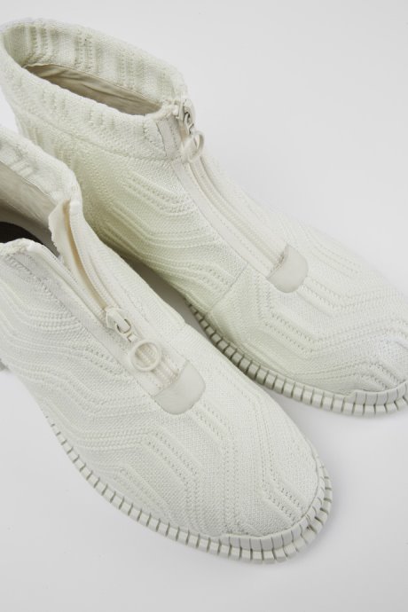 Design Pix Tencel White Zip Boots For Women Camper