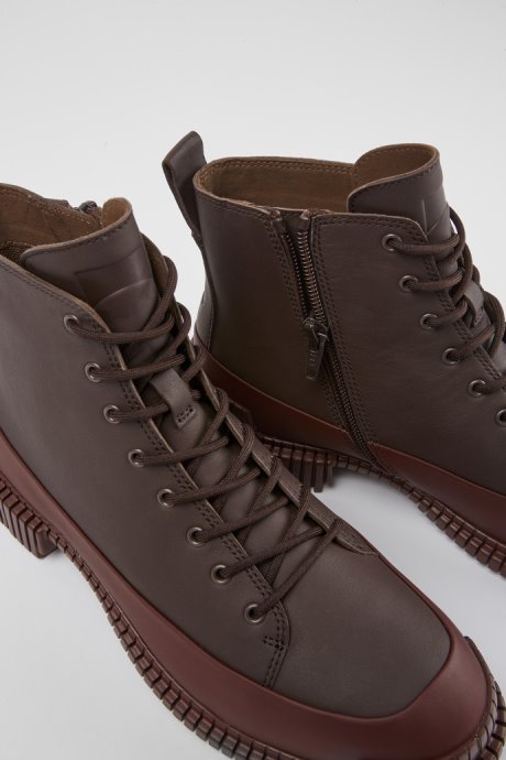 Camper Design Pix Burgundy Lace-Up Leather Boots