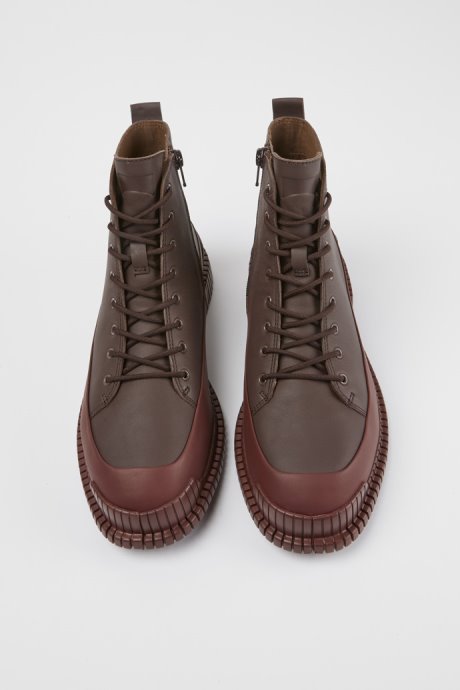 Camper Design Pix Burgundy Lace-Up Leather Boots