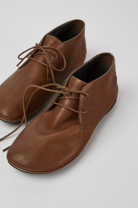 Camper Design Right Brown Lace Up Ankle Boot For Women