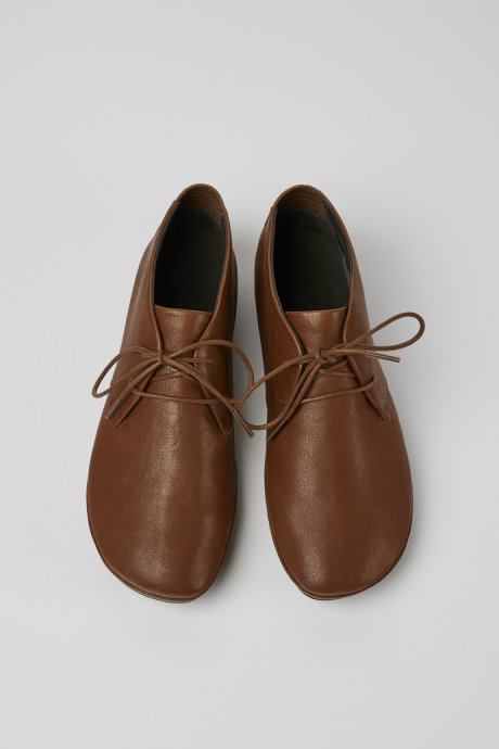 Camper Design Right Brown Lace Up Ankle Boot For Women