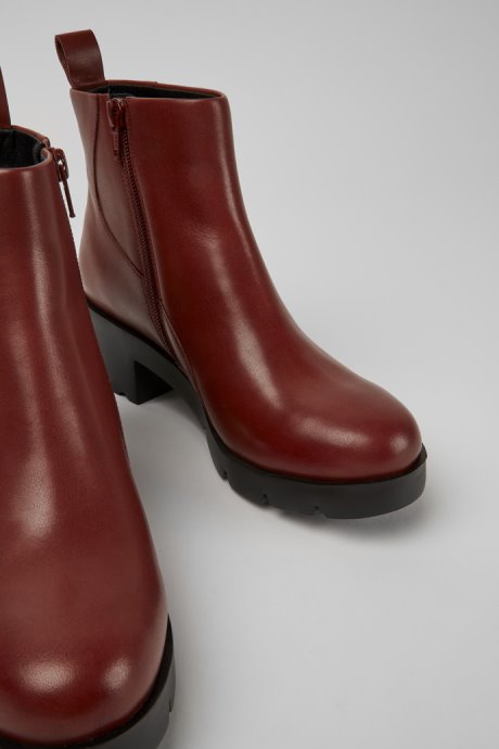 Camper Wanda Red-Brown Zip Ankle Boot For Women New Arrivals