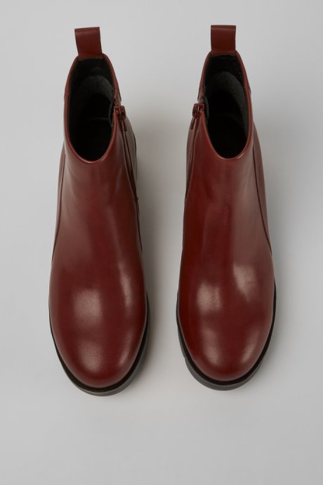 Camper Wanda Red-Brown Zip Ankle Boot For Women New Arrivals