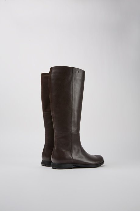 Mil Dark Brown Leather And Textile High Boots For Women Camper New Arrivals