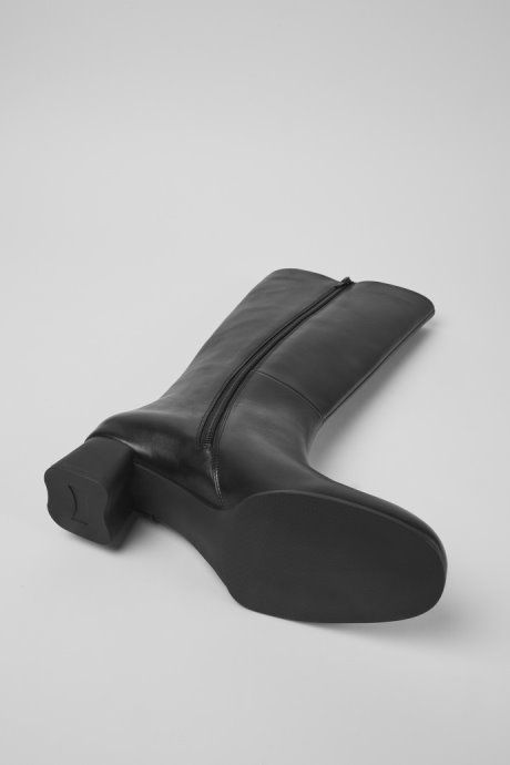 Katie Black Leather Boots With Heels Exclusive Camper