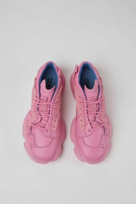 Karst Pink Leather And Textile Sneakers For Women Camper New Arrivals