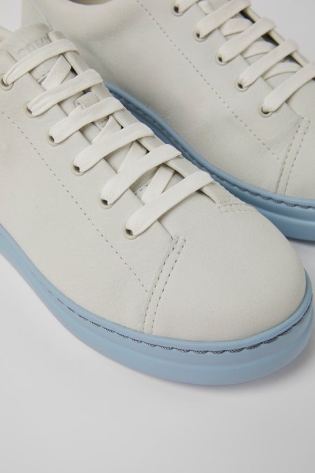 Runner Up White And Blue Non-Dyed Leather Sneakers For Women Camper New Arrivals