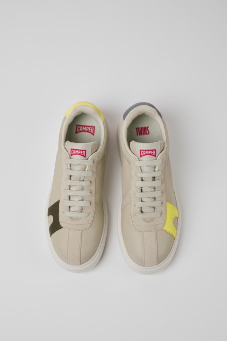 Camper Twins Gray Leather And Nubuck Sneakers For Women New Arrivals