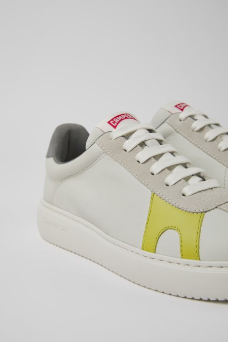 Design Runner K21 White Non-Dyed Leather And Nubuck Sneakers For Women Camper