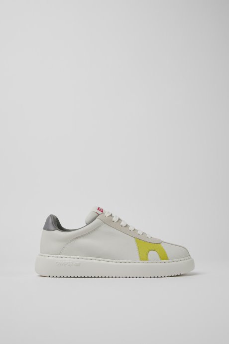 Design Runner K21 White Non-Dyed Leather And Nubuck Sneakers For Women Camper