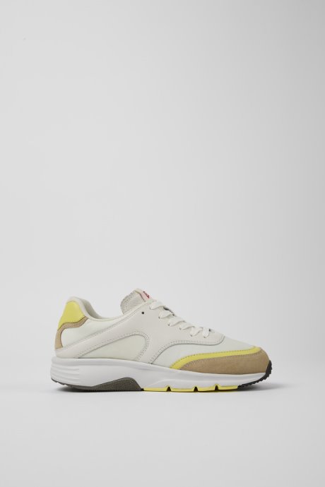 Drift White And Beige Textile And Leather Sneakers For Women Exclusive Camper