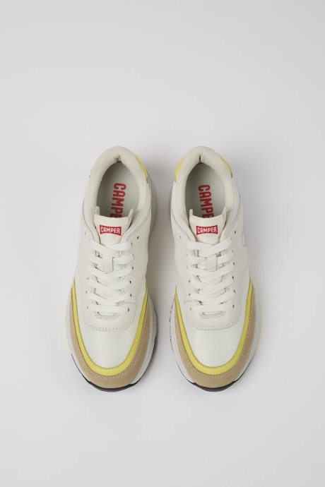 Drift White And Beige Textile And Leather Sneakers For Women Exclusive Camper