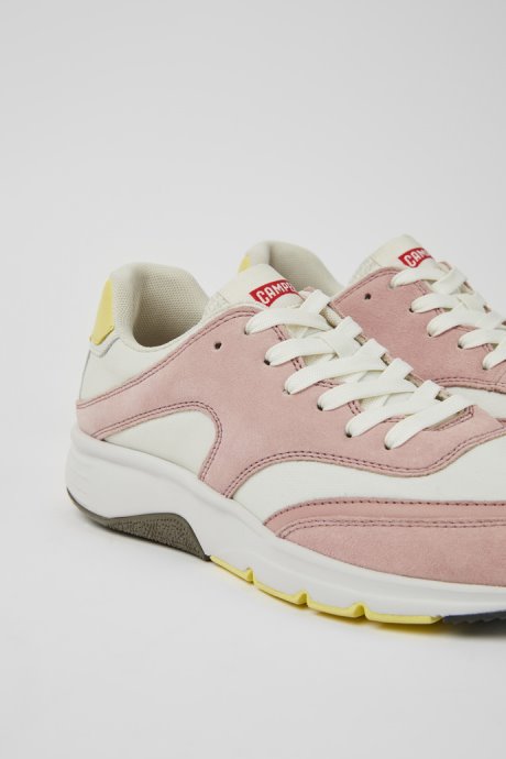 Design Drift White And Pink Textile And Nubuck Sneakers For Women Camper