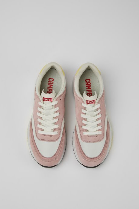 Design Drift White And Pink Textile And Nubuck Sneakers For Women Camper