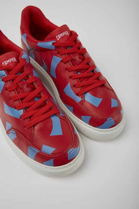 Runner K21 Red And Blue Printed Leather Sneakers For Women Exclusive Camper