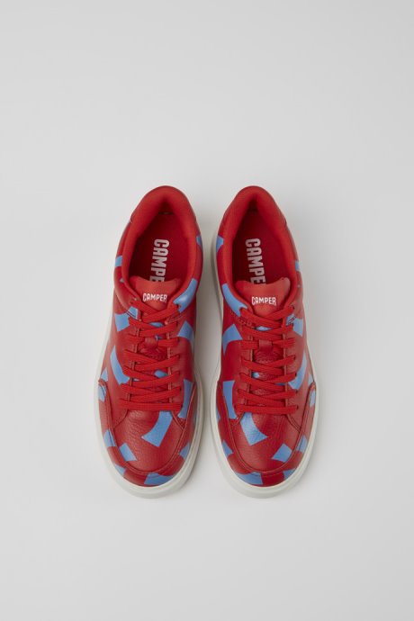 Runner K21 Red And Blue Printed Leather Sneakers For Women Exclusive Camper