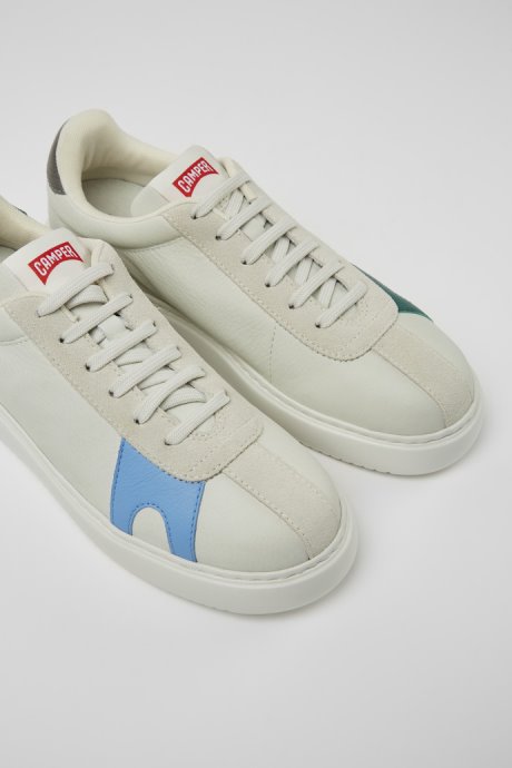 Camper Design Twins White Non-Dyed Leather Sneakers For Women