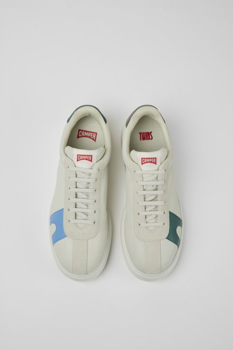 Camper Design Twins White Non-Dyed Leather Sneakers For Women