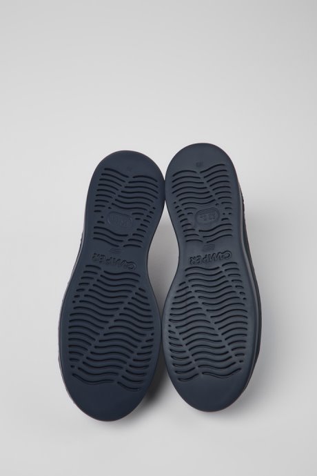 Camper Design Twins Blue And Green Printed Leather Sneakers For Women