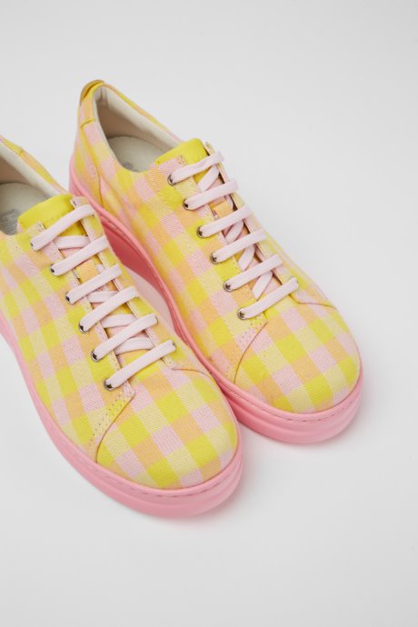 Design Runner Up Yellow And Pink Recycled Cotton Sneakers For Women Camper