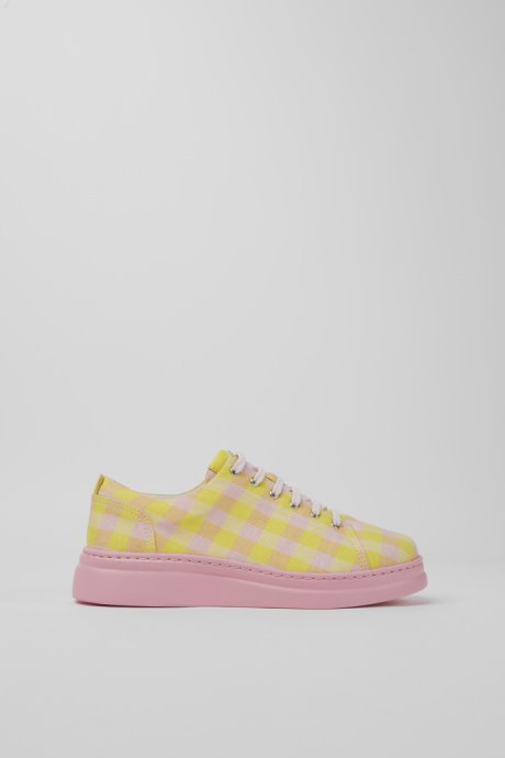 Design Runner Up Yellow And Pink Recycled Cotton Sneakers For Women Camper