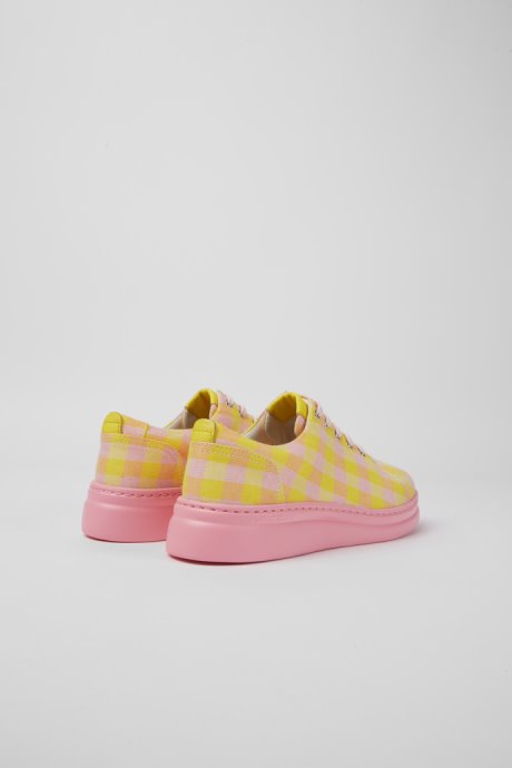 Design Runner Up Yellow And Pink Recycled Cotton Sneakers For Women Camper