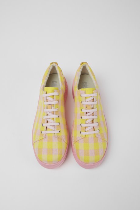 Design Runner Up Yellow And Pink Recycled Cotton Sneakers For Women Camper